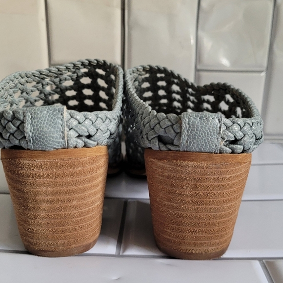 MI.IM Women’s Pale Blue Woven Braided Mules Slides 2.5in Block Heel - Picture 6 of 8